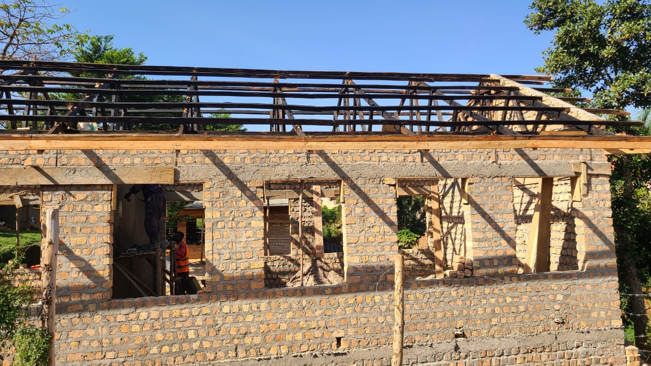 Ragmah brick structure and roof framing in progress