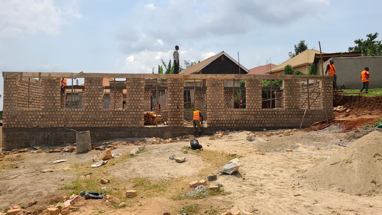Active brick construction site with access area
