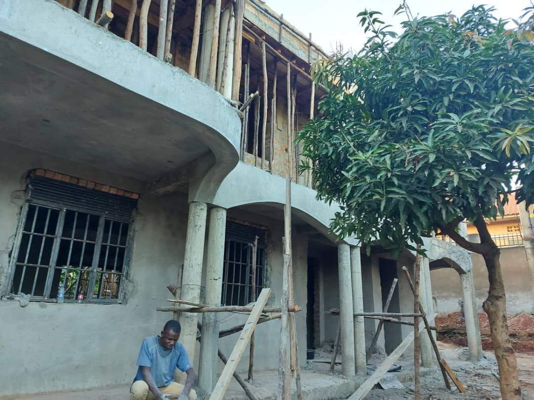Concrete columns and plastering works in progress